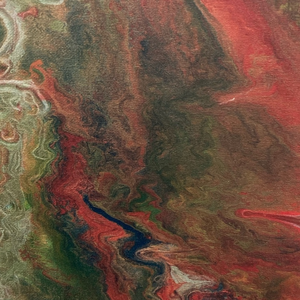 Magma - Abstract Fluid Art Canvas Print in Red, Green and Blue - handmade